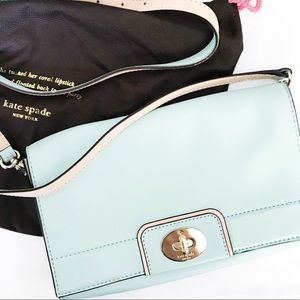 Kate Spade Leather Mint and Tan Crossbody Purse